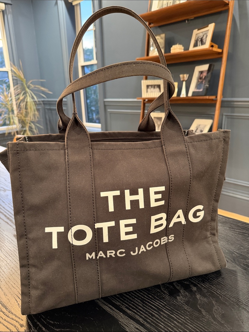 Marc Jacobs Brown Canvas 'The Tote Bag' with White Logo
